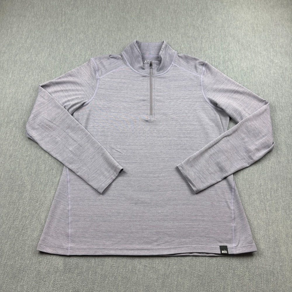 REI Co-op Shirt Womens  XL Purple Midweight Base Layer Half-Zip Top Hiking Camp